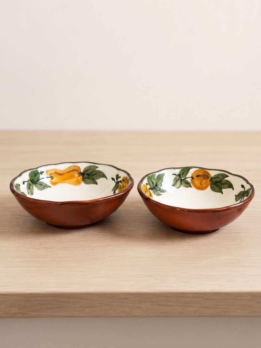 Vintage Stangl Pottery Sculptured Fruit Dessert Bowls Set of 2 Hand Painted
